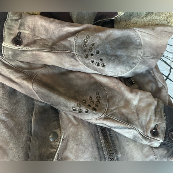 SWORD DISTRESSED AVIATOR MOTO LEATHER JACKET ITALY SIZE XS - Picture 13 of 15